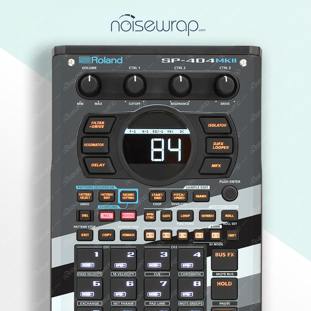 Monochrome Retro Stripes - Vinyl Skin for SP 404 mk2